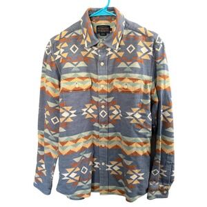 Pendleton Beach Shack Shirt Men M Blue Cotton Aztec Summer Boho Vacation Western